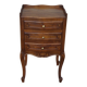 Louis XV bedside table in walnut, 3 drawers, raised edges on the tops.