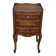 Louis XV bedside table in walnut, 3 drawers, raised edges on the tops.