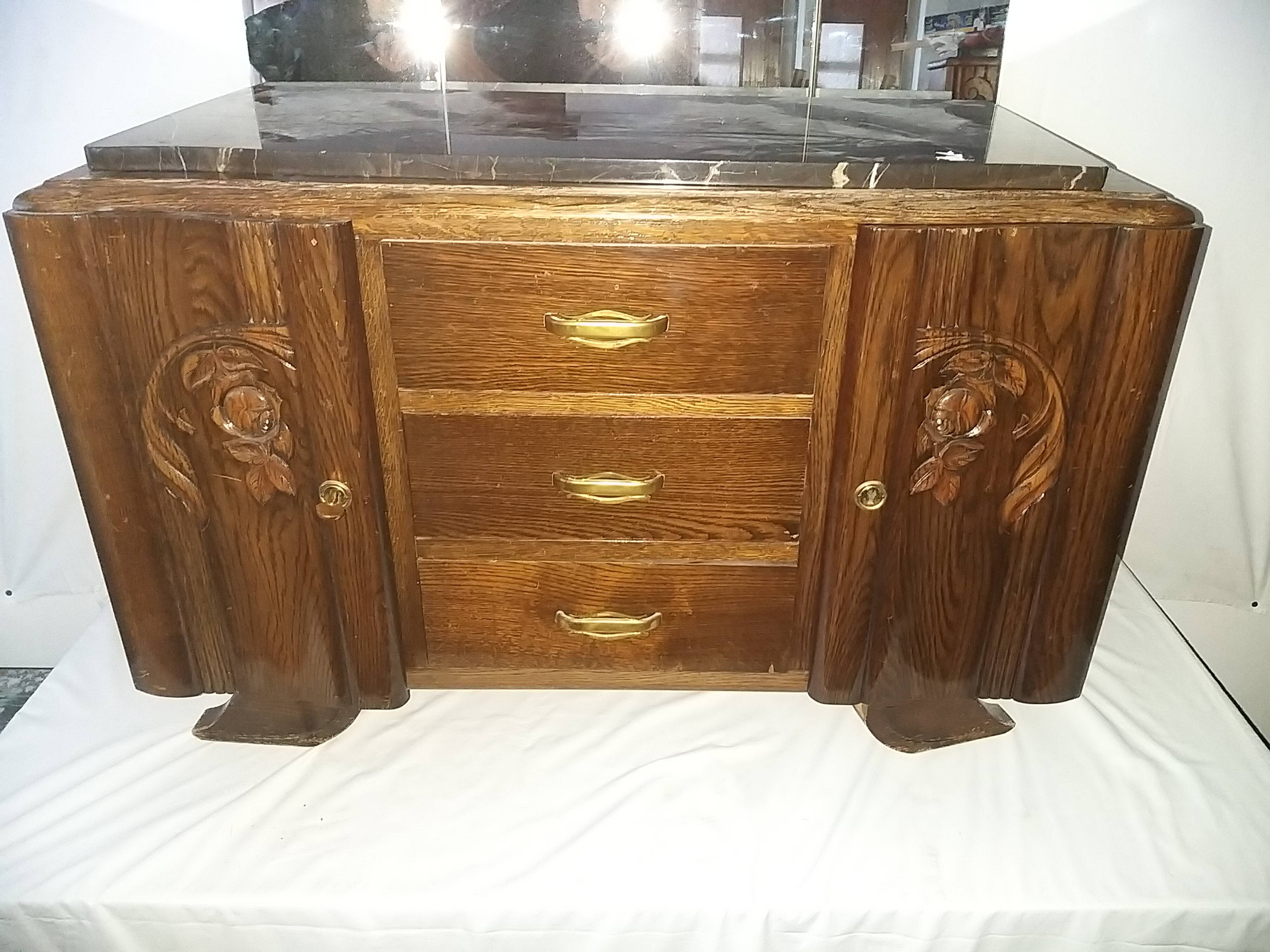Art deco oak vanity