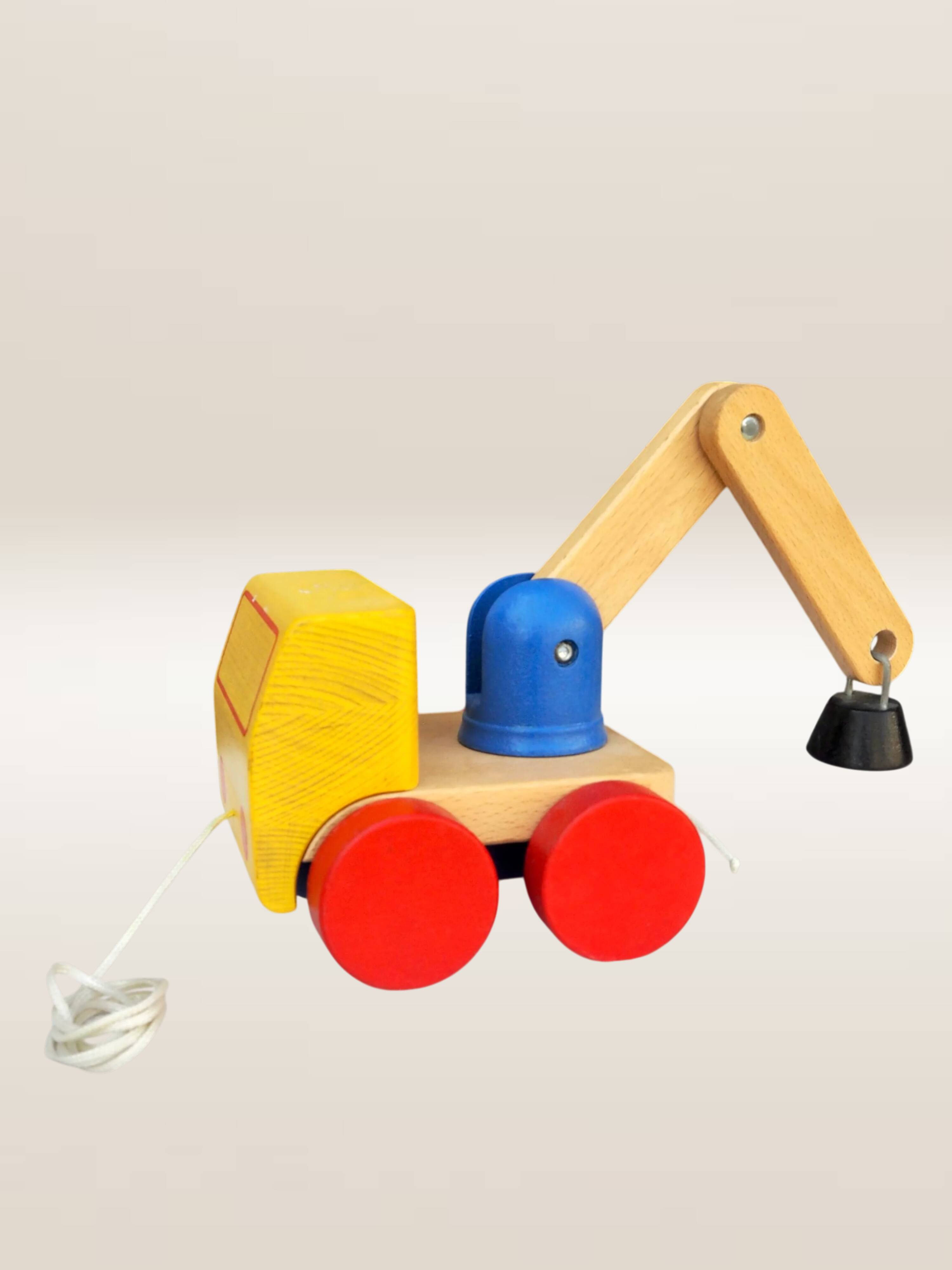 Jouet à tirer camion articulé en bois