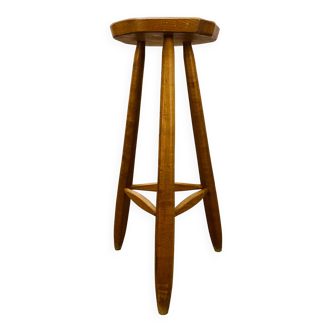 Brutalist bar stool in tripod elm