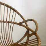 Fauteuil en rotin vintage 60's