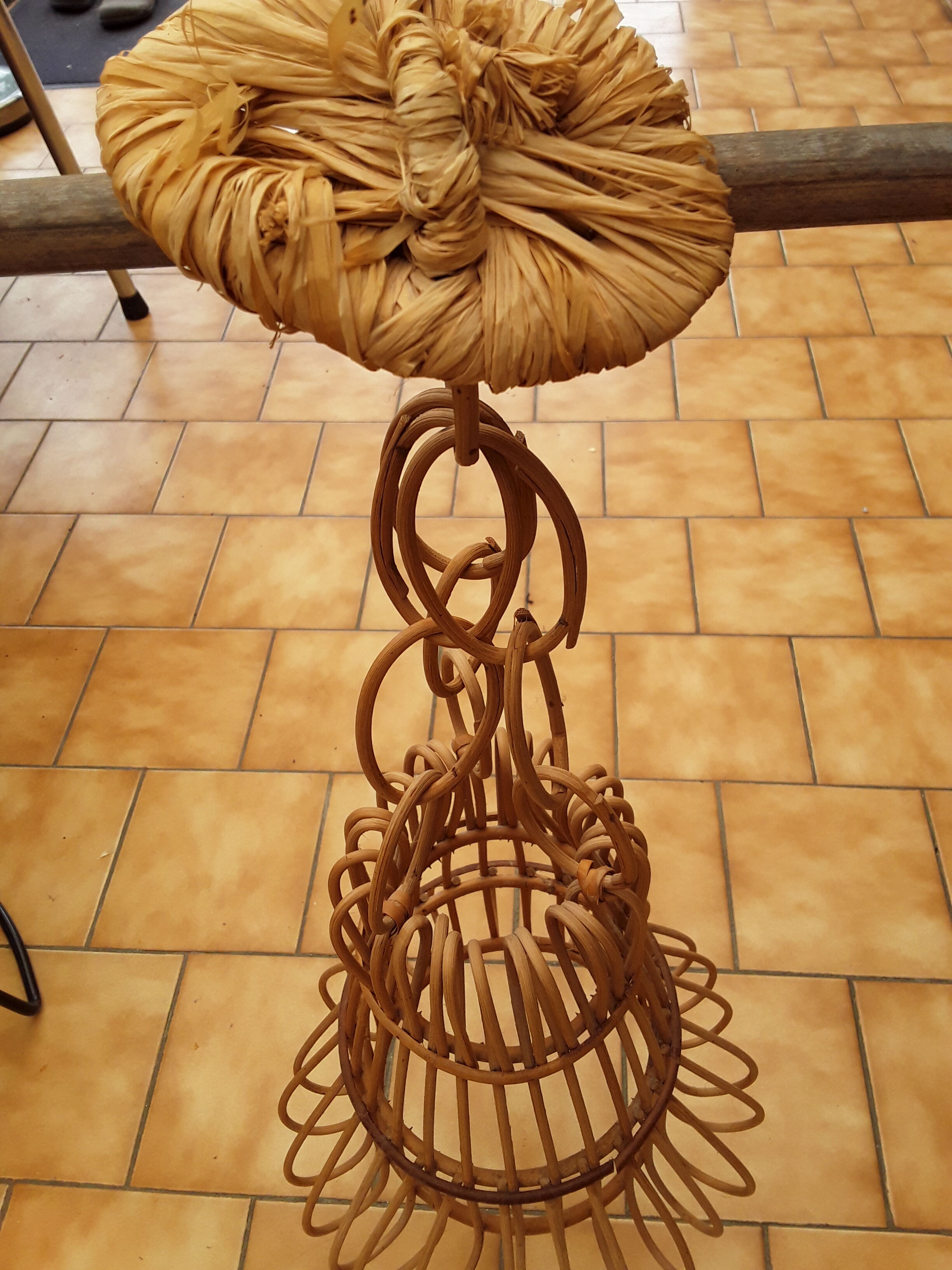 Vintage wicker pendant lamp