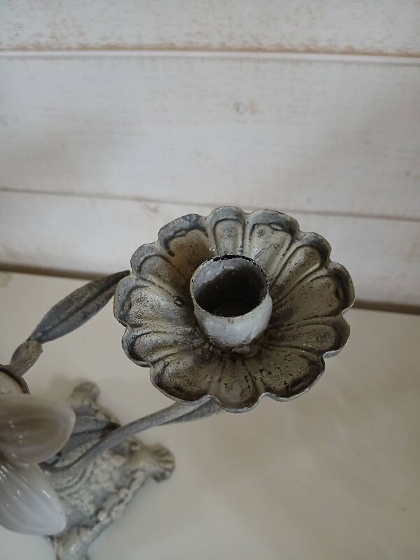 Chandelier ancien en fonte/ métal et porcelaine