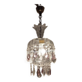 Lámpara de techo de cristales. Francia, 1950s.