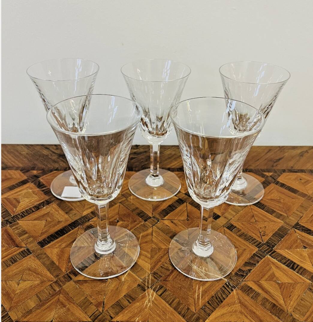 5 Saint-Louis crystal white wine glasses – Cerdagne pattern