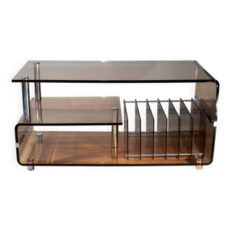 Table basse, Meuble TV Hi-Fi, Plexiglas, Michel Dumas, Roche Bobois 1970