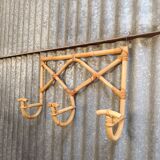 Vintage rattan wicker coat rack