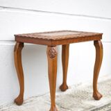 Table guéridon bois sculpté fait à la main, table basse moulurée vintage, table pieds griffe