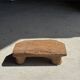Small stool, teak footrest with short cut corners.