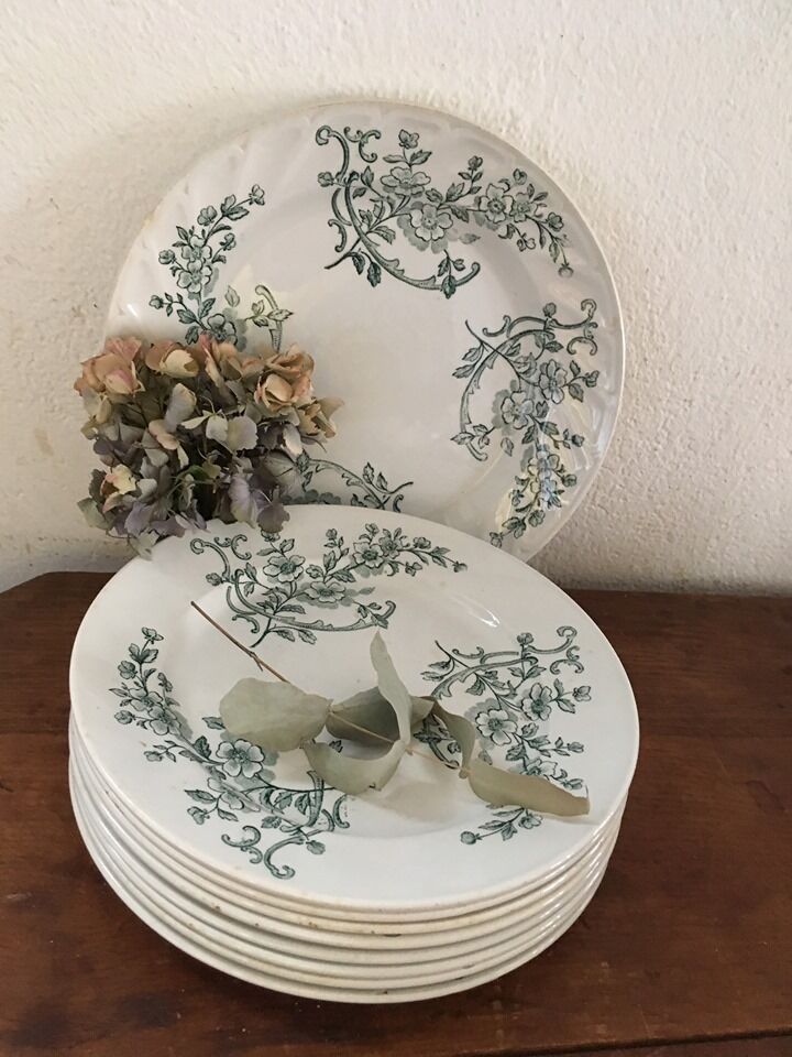 Set 7 flat plates and assorted flat faincerie Fénal Fréres "Capri" pexonne