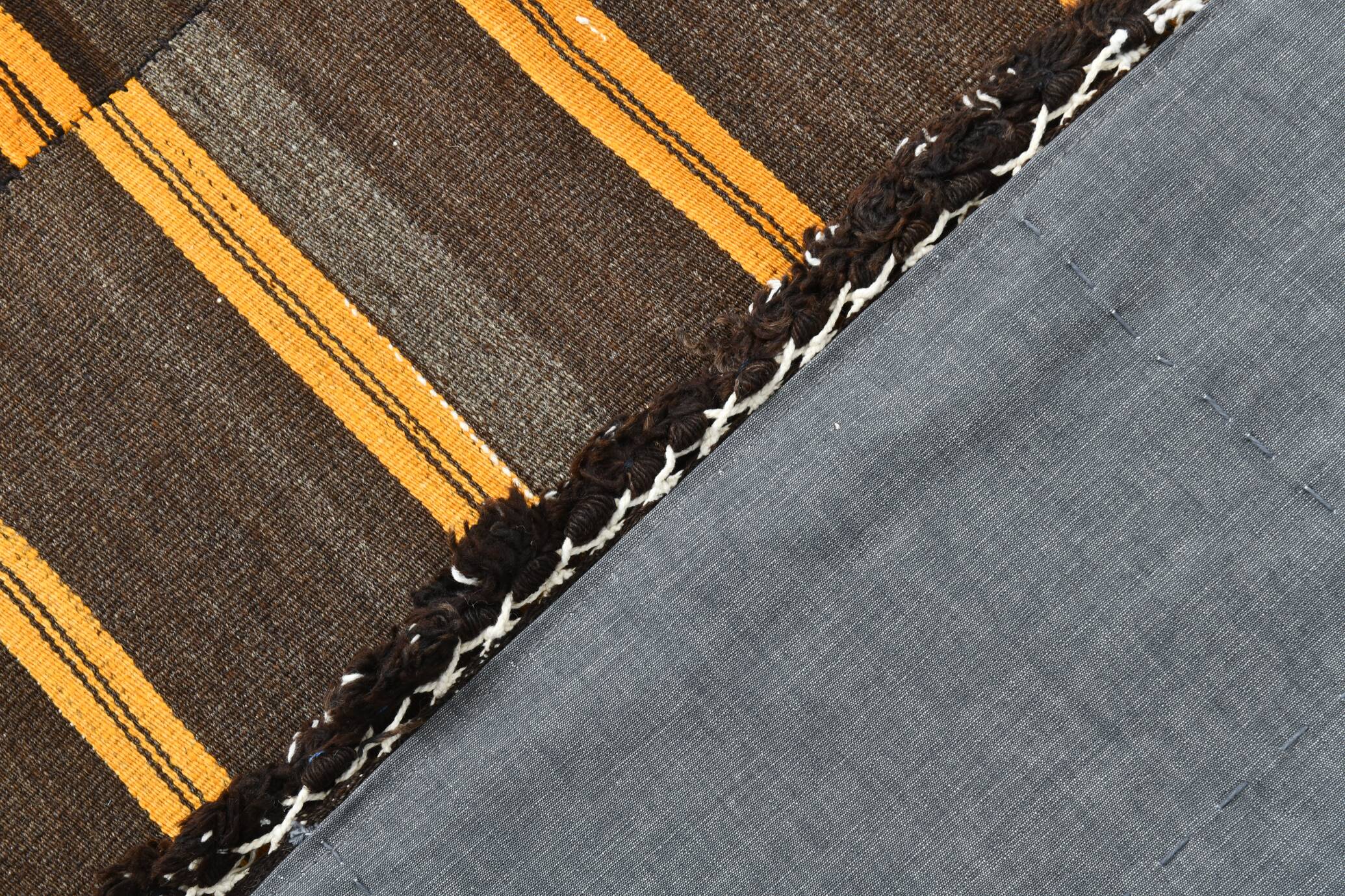 Tapis Kilim vintage rayé orange et marron 6x9, 172x291 cm