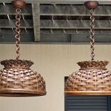 Pair of rattan ceiling lights