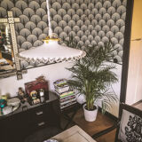 White opaline hanging lamp