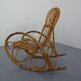 Mid-Century Italian Bamboo Rocking Chair, 1950s