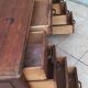 Vintage double-sided mahogany desk with 18 drawers.