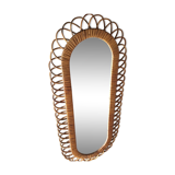 Oval mirror in vintage rattan
