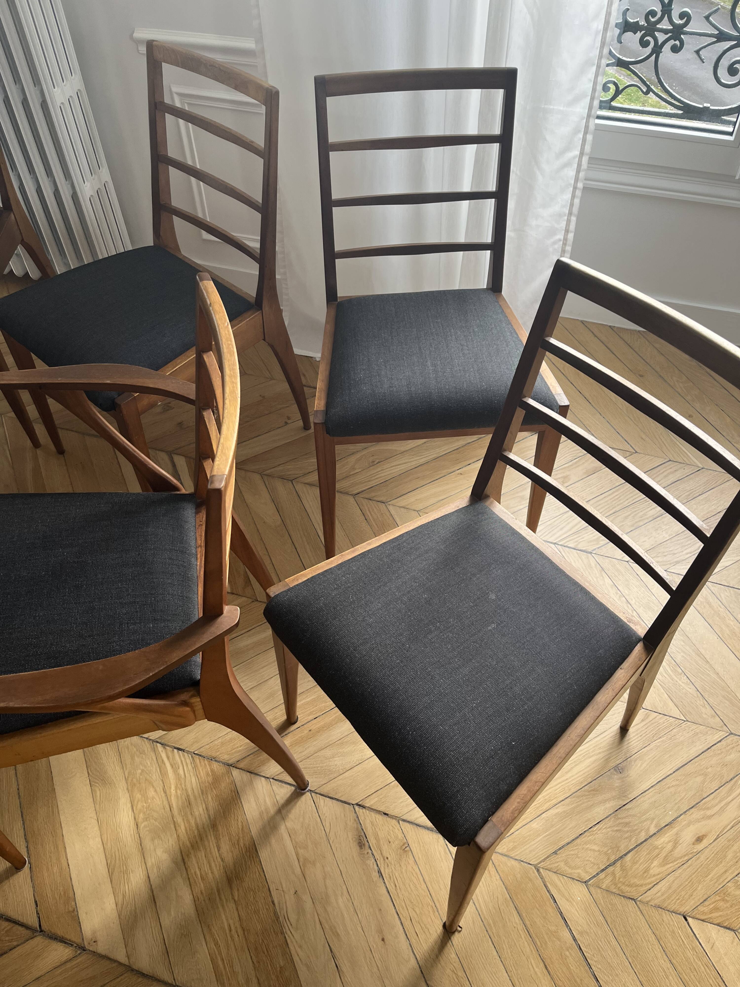 4 chairs and 2 armchairs McIntosh mid-century modern teak Kvadrat