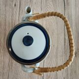Japanese-inspired ceramic teapot blue bamboo pattern