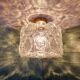 Brass and textured transparent glass ceiling light, Limburg, 1970