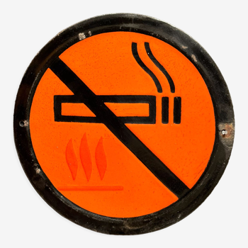 WARNING SIGN NO SMOKING AREA Vintage European Industrial Enamel Signs Decoration