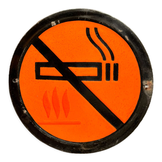WARNING SIGN NO SMOKING AREA Vintage European Industrial Enamel Signs Decoration