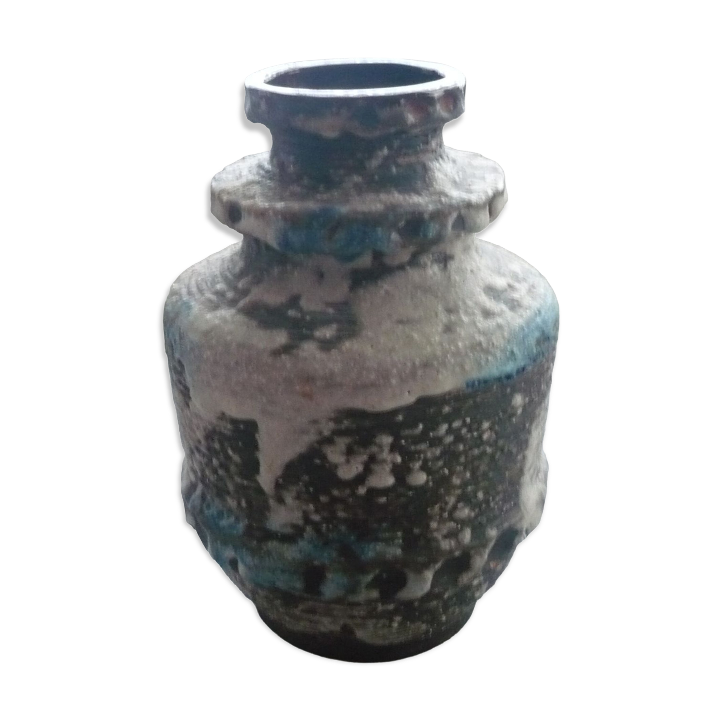 Ceramic vase with fat lava decor, Germany 7323-25