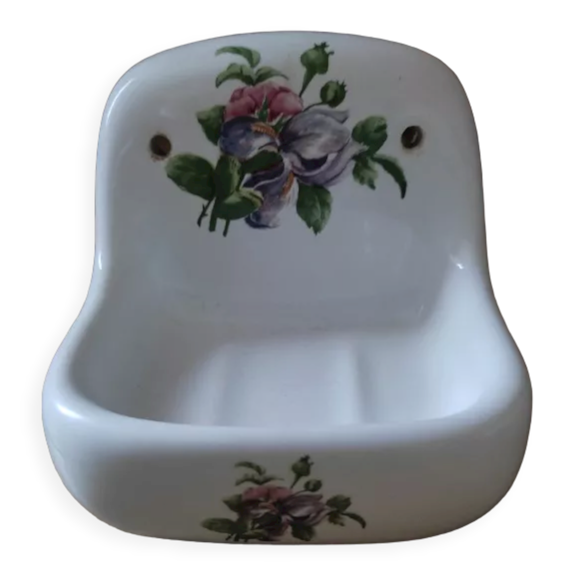 Wall soap holder porcelain flower