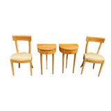 Matching cherry wood / Biedermeier chairs / sidetables set / tripot console table