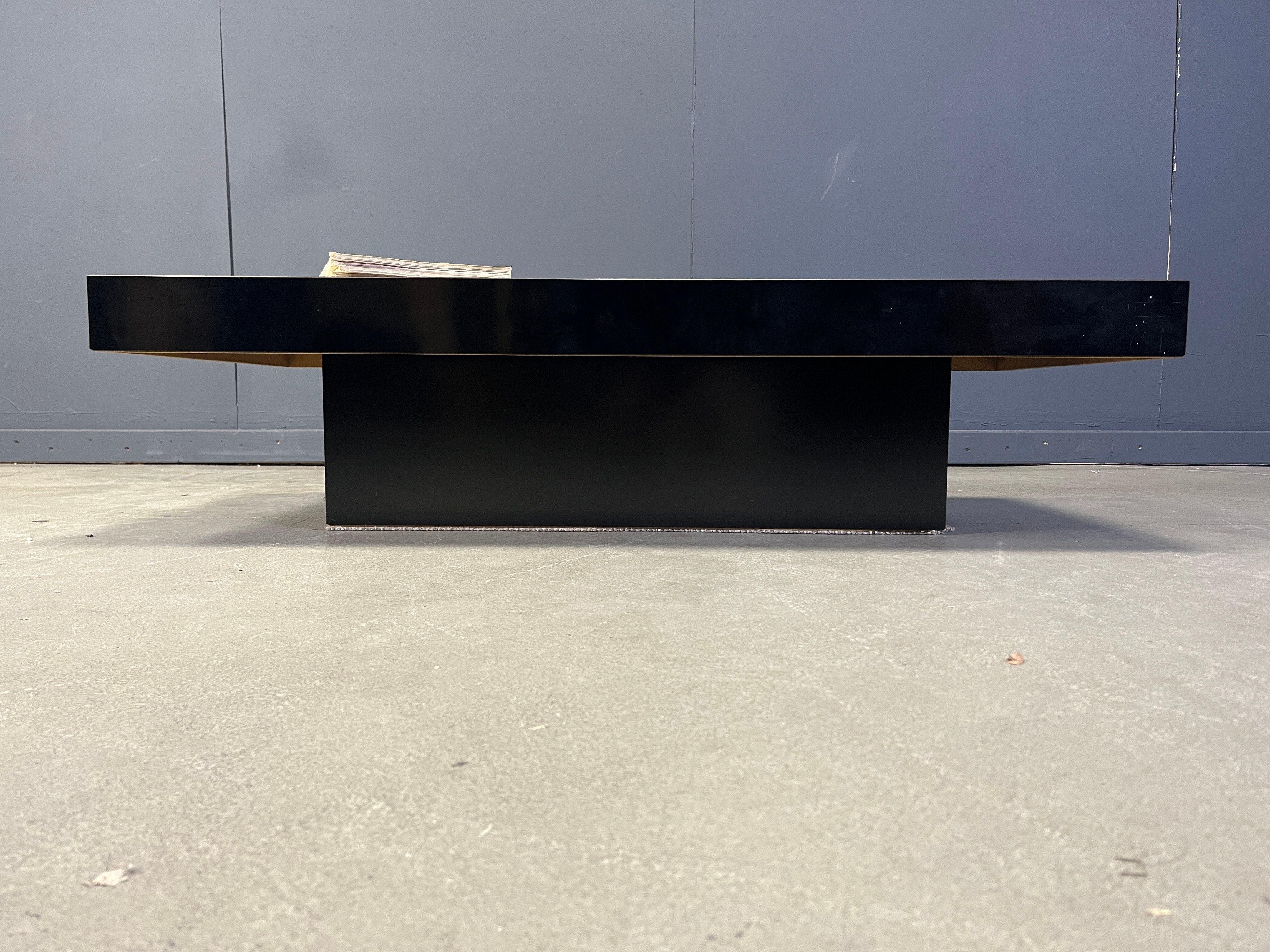 Vintage lacquer and aluminum coffee table, 1970s