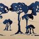 Painting, monochrome watercolor "Twilight over the Pine Forest" Provence, signed