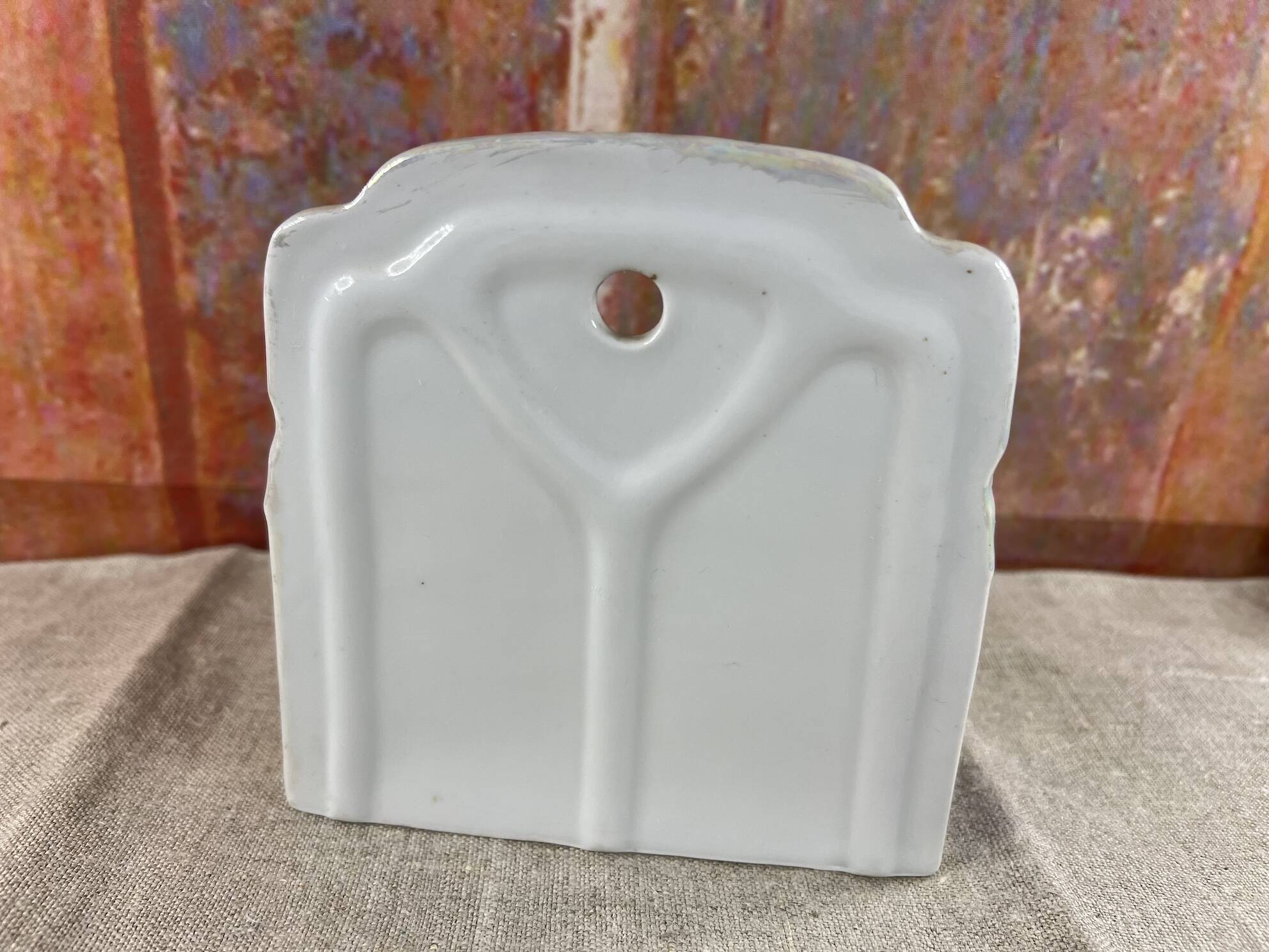 Matchbox in iridescent earthenware wall-mounted orange decor