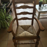 Solid oak armchair fluted seat