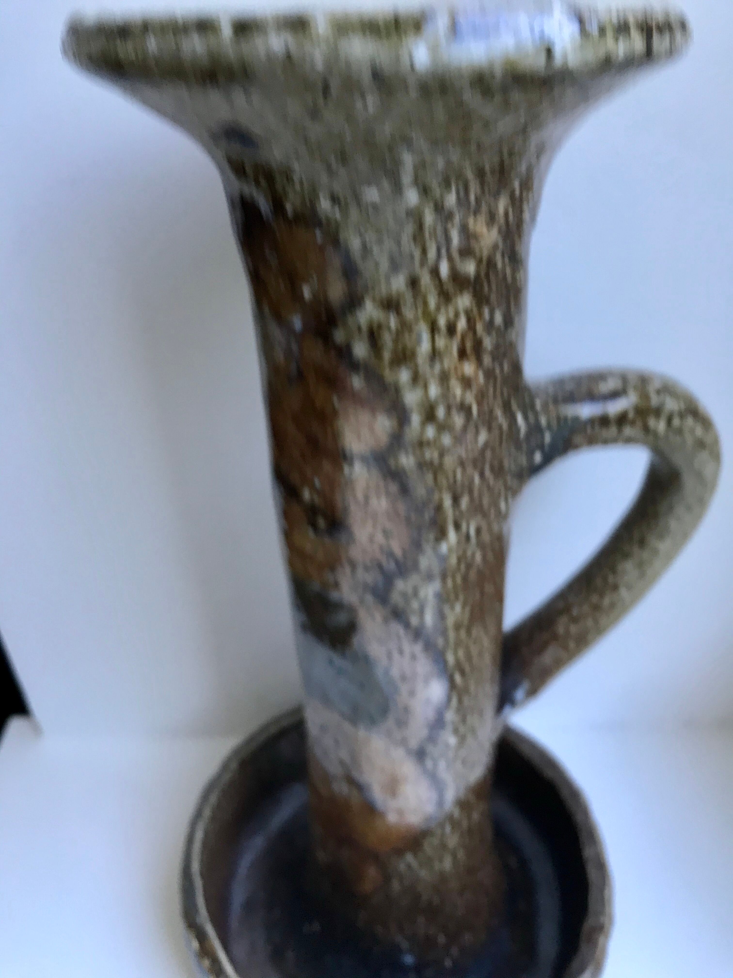 Huge candle holder in pottery / glazed ceramics 60s-70s