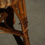 A set of 4 vintage Scandinavian rattan stools, in the style of Tony Paul, from the 1960s.