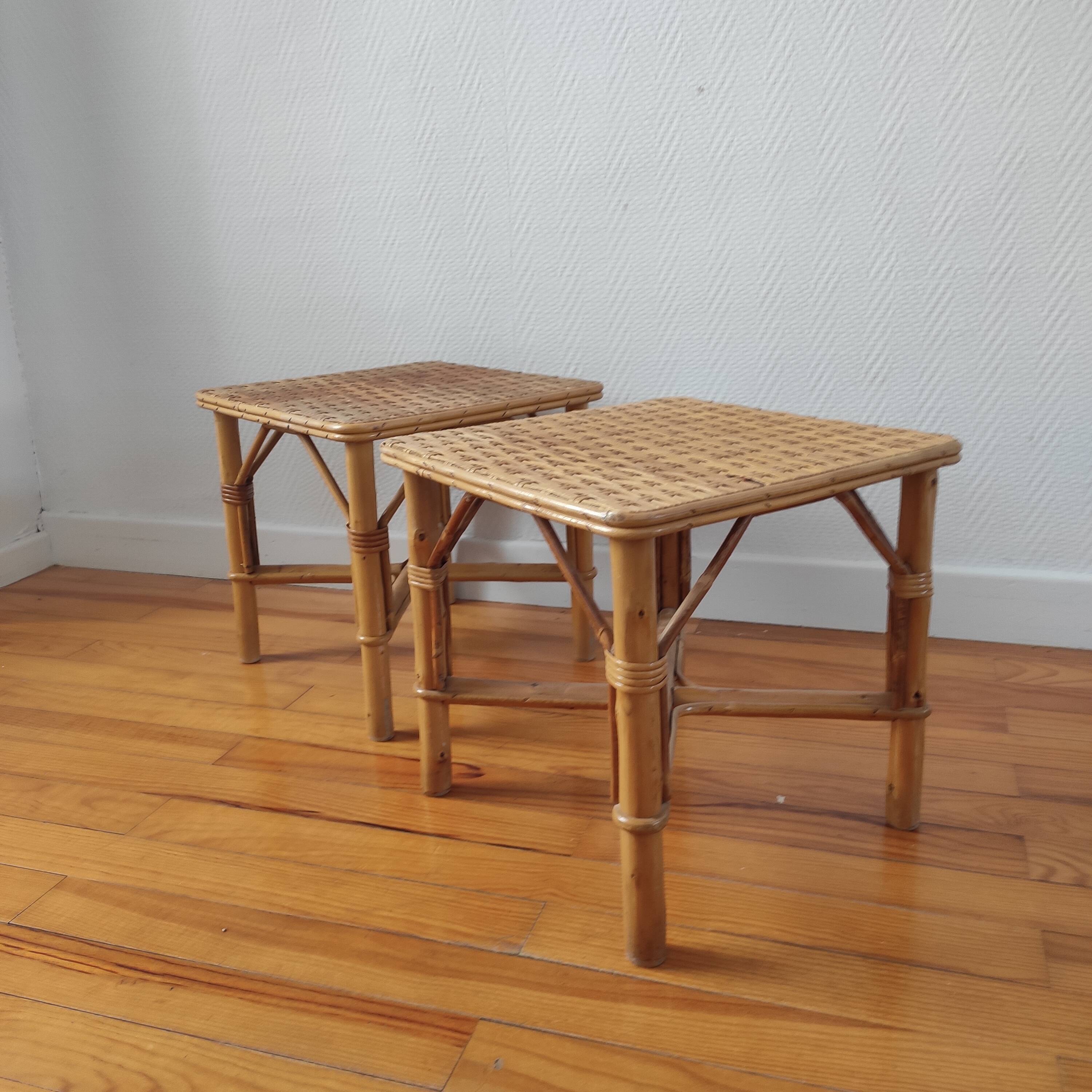 Rattan bedside tables