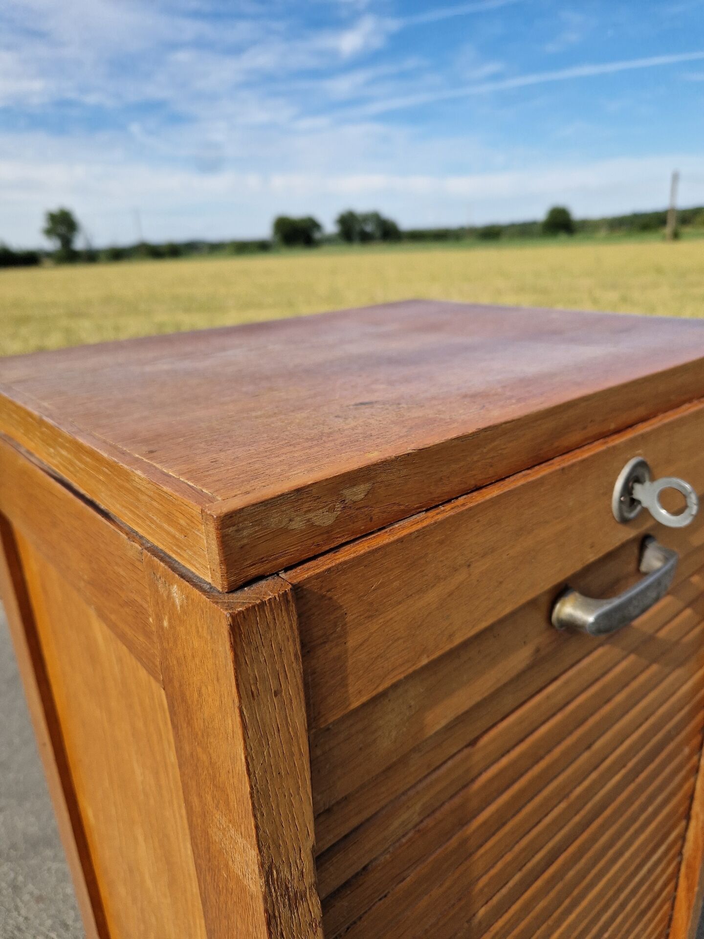 Art Deco filing cabinet with curtain 120 cm