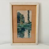 Antique Watercolor Painting Signed J.Richter "Marne a Gournay"