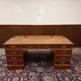 Classic English Desk with Brown Leather