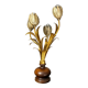 Midcentury Hollywood Regency Florentine gilt metal flower table lamp, 60s.