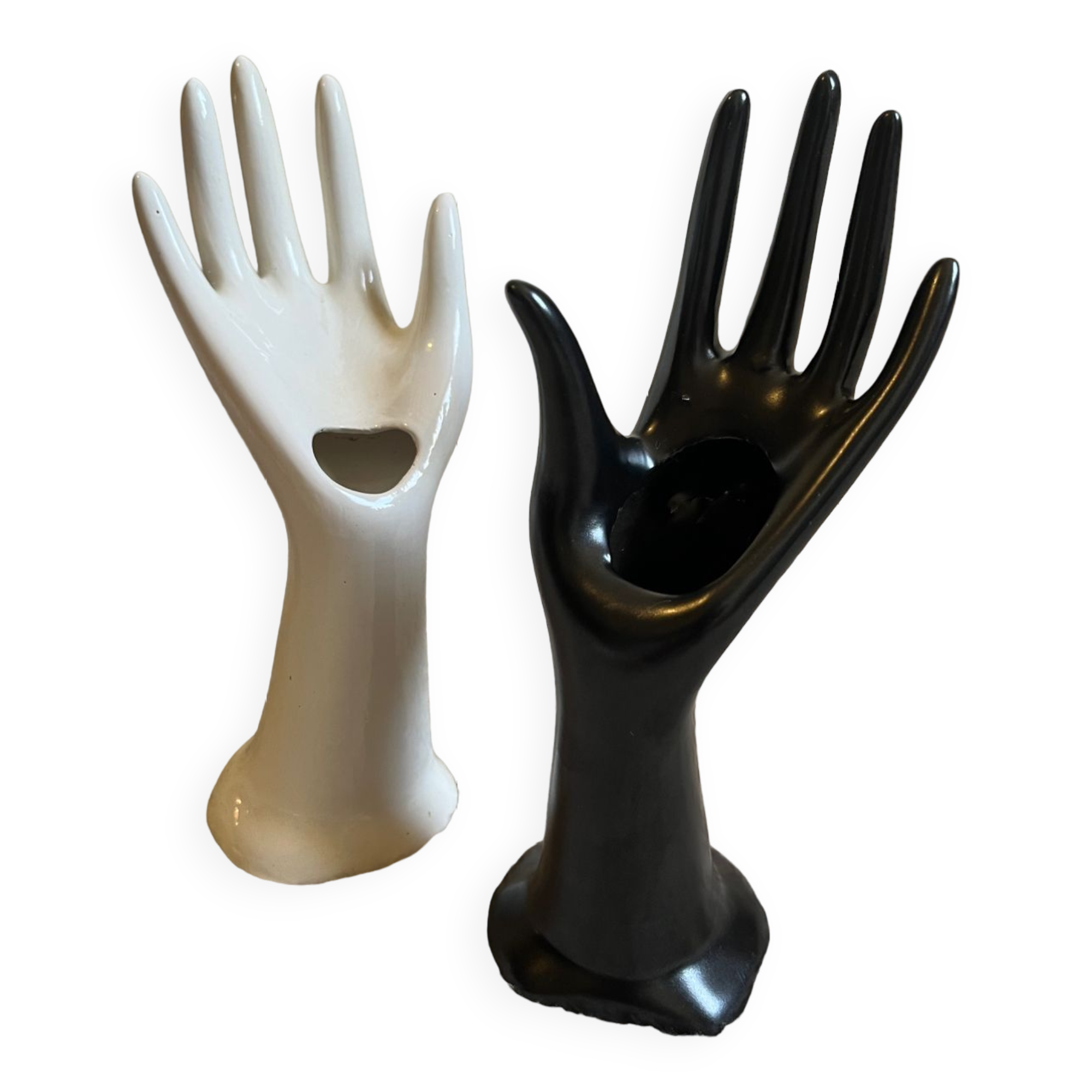 Duo pair of hand soliflore ring size jewelry holder