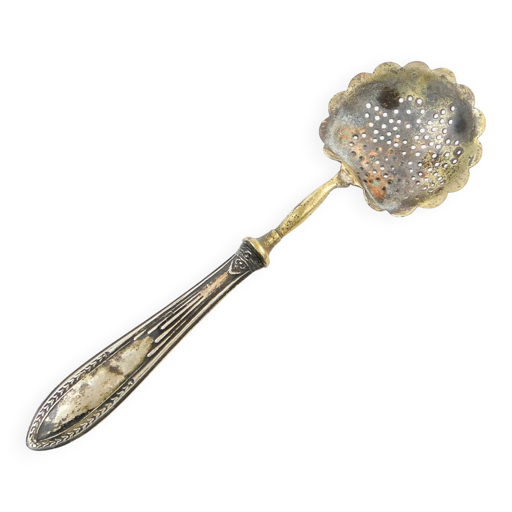 Absinthe spoon, brass, silver, Germany, early 20th century