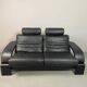 Black Leather Ake Fribytter “Kroken” Two-Seater Sofa for Nelo Möbel. Sweden