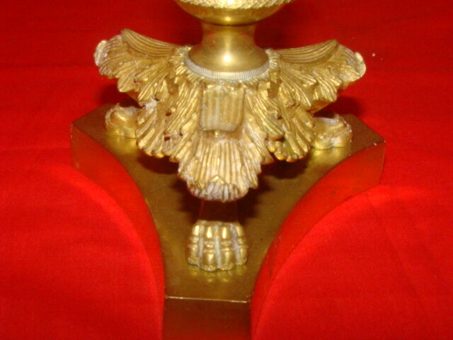 Bronze and brass candlestick, "Restoration" style, electrified as a lamp base.