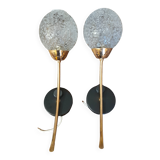 Paire d'appliques laiton et verre 60'