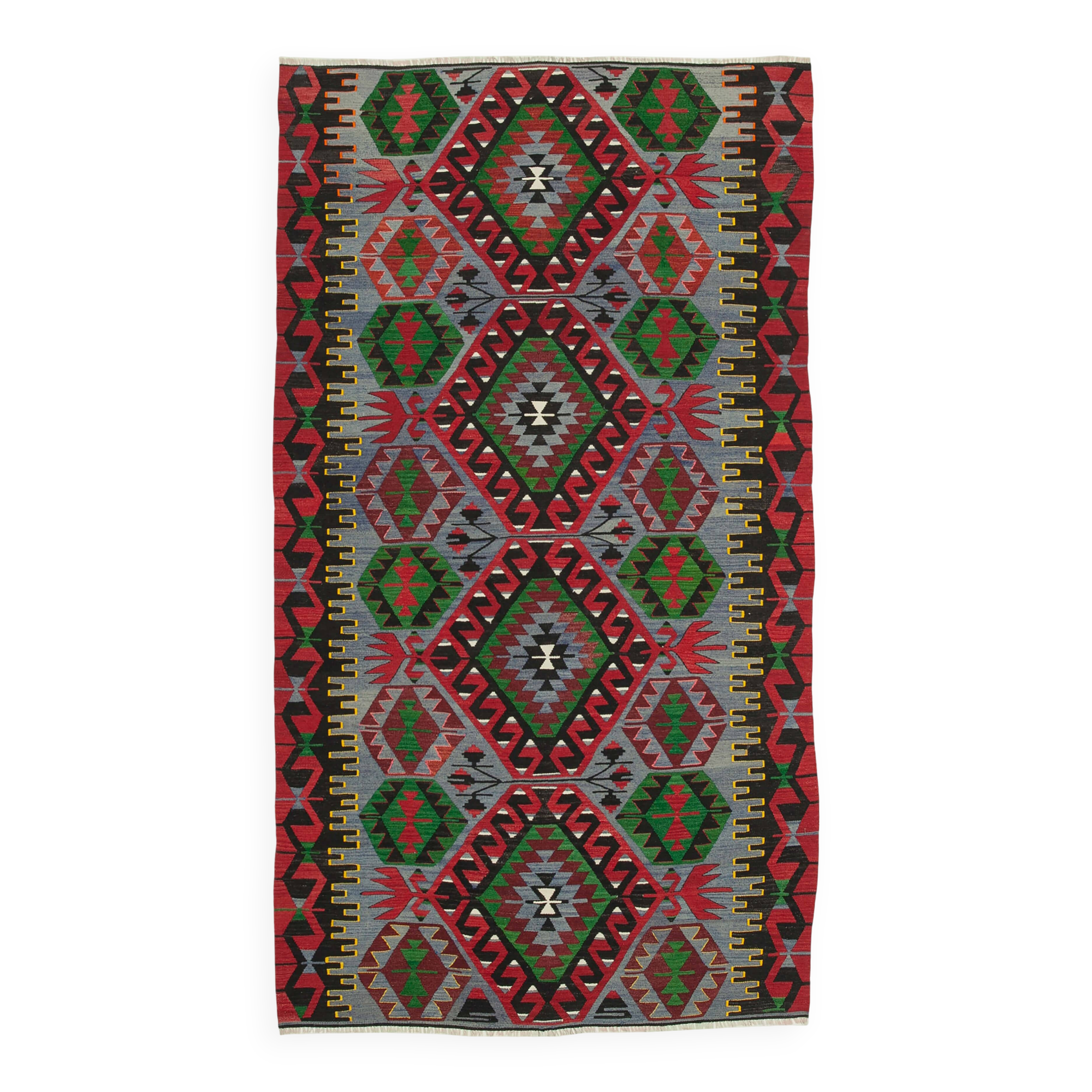 Turkish Handmade Vintage Anatolian Kilim 161 cm x 290 cm