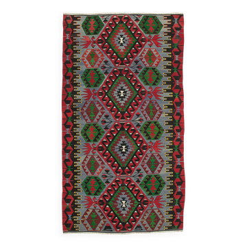 Turkish Handmade Vintage Anatolian Kilim 161 cm x 290 cm