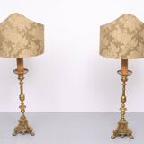 Grands chandeliers d'autel en laiton hollandais du XVIIIe siècle. Lampadaires.