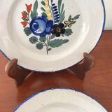 Set of 2 old painted terracotta plates enamelled
