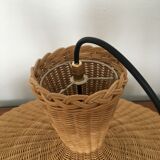 exceptional large Mid Century Modern wicker pendant lamp